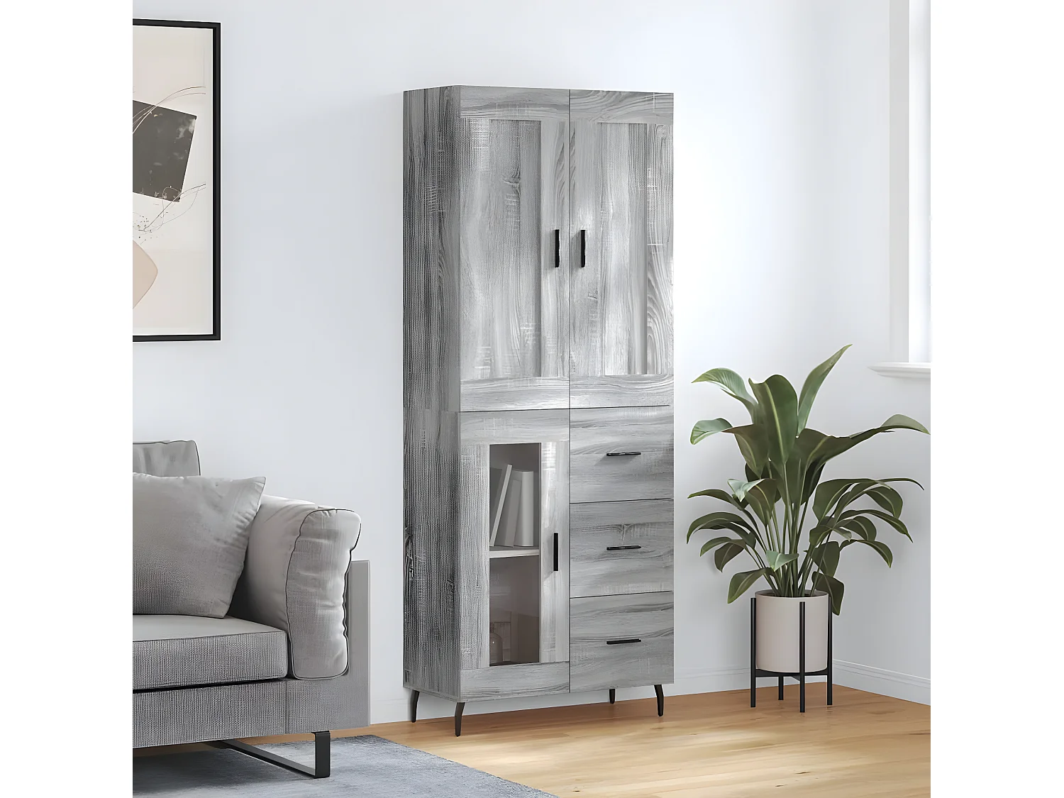 Buffet haut Sonoma gris 69,5x34x180 cm Bois d'ingénierie