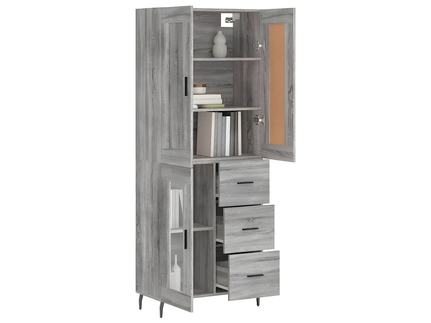 Buffet haut Sonoma gris 69,5x34x180 cm Bois d'ingénierie