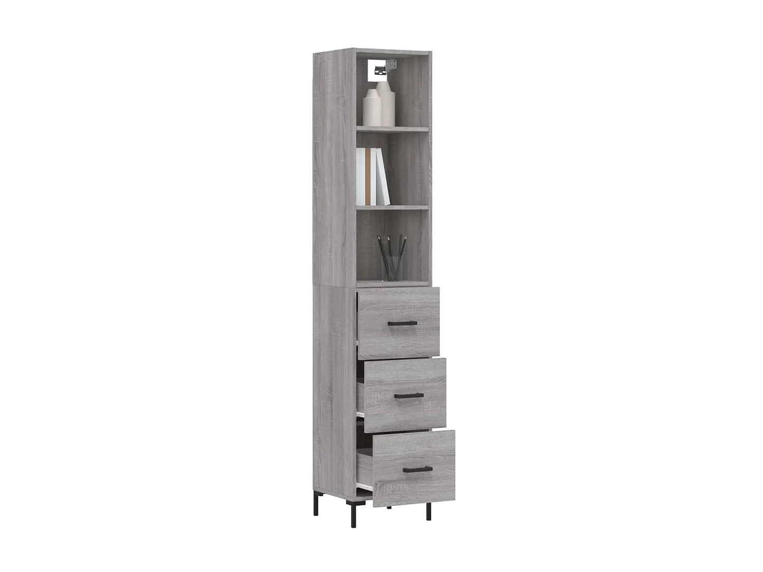 Sonoma hoog dressoir grijs 34,5x34x180 cm Bewerkt hout