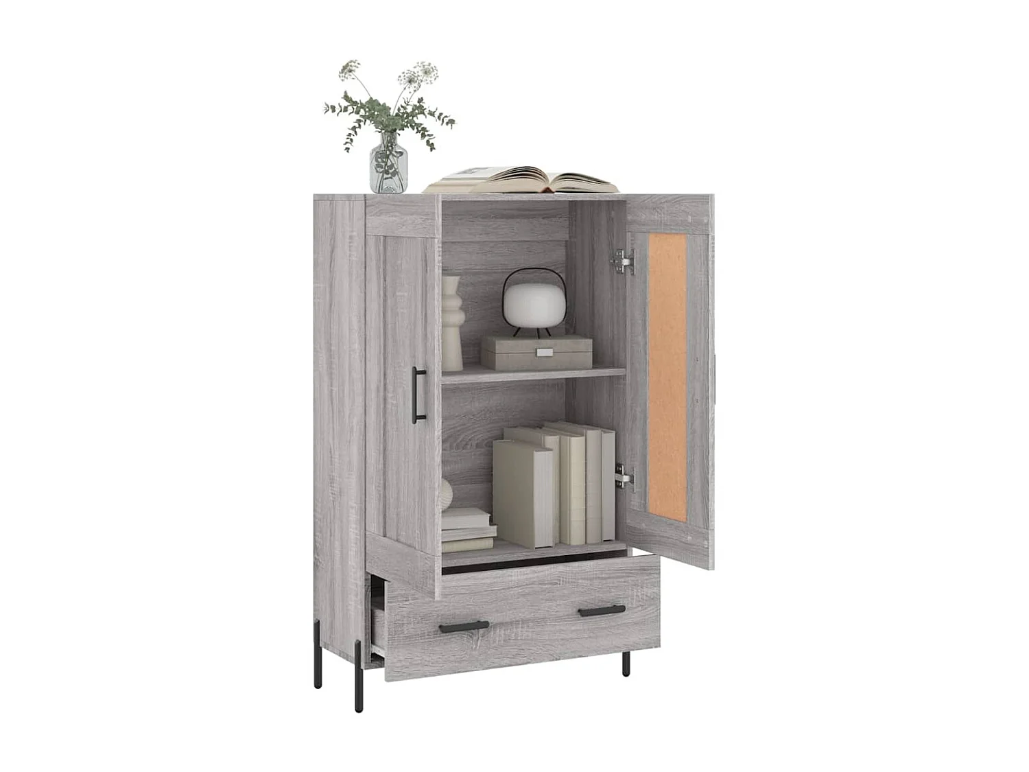 Buffet haut sonoma gris 69,5x31x115 cm bois d'ingénierie