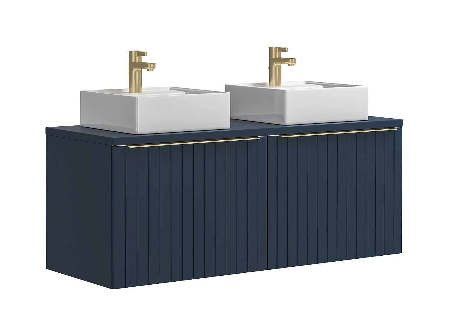 Mueble de baño suspendido dos lavabos rayado azul - 120 cm - JOSEPHA