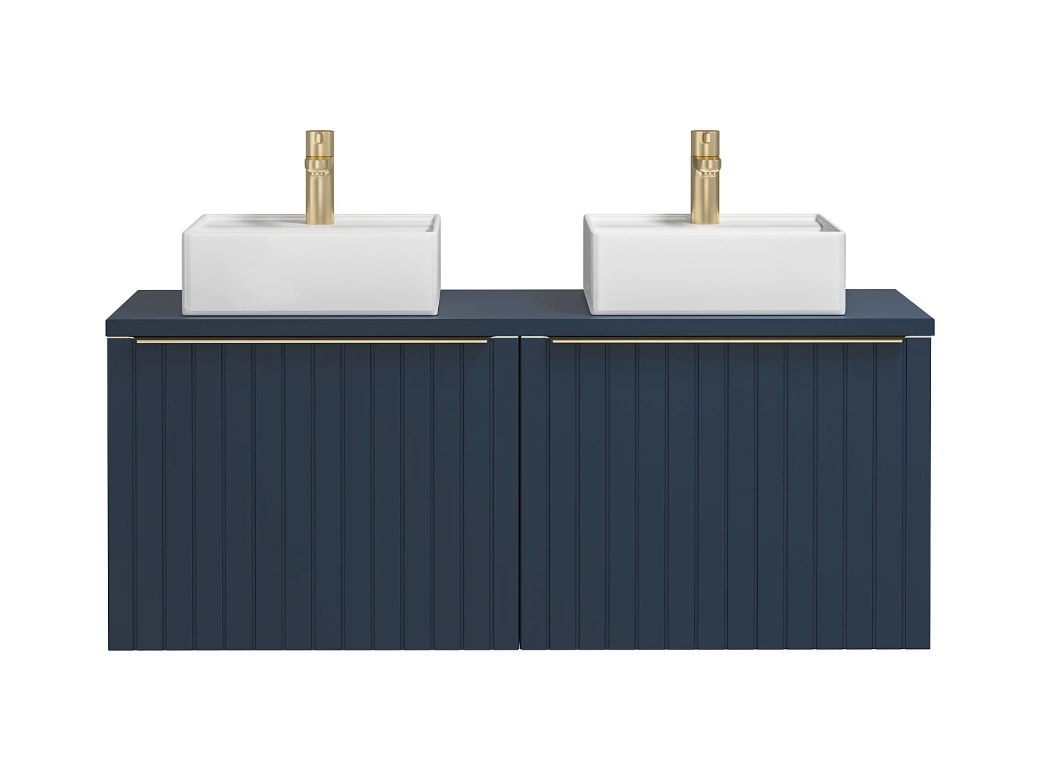 Mueble de baño suspendido dos lavabos rayado azul - 120 cm - JOSEPHA