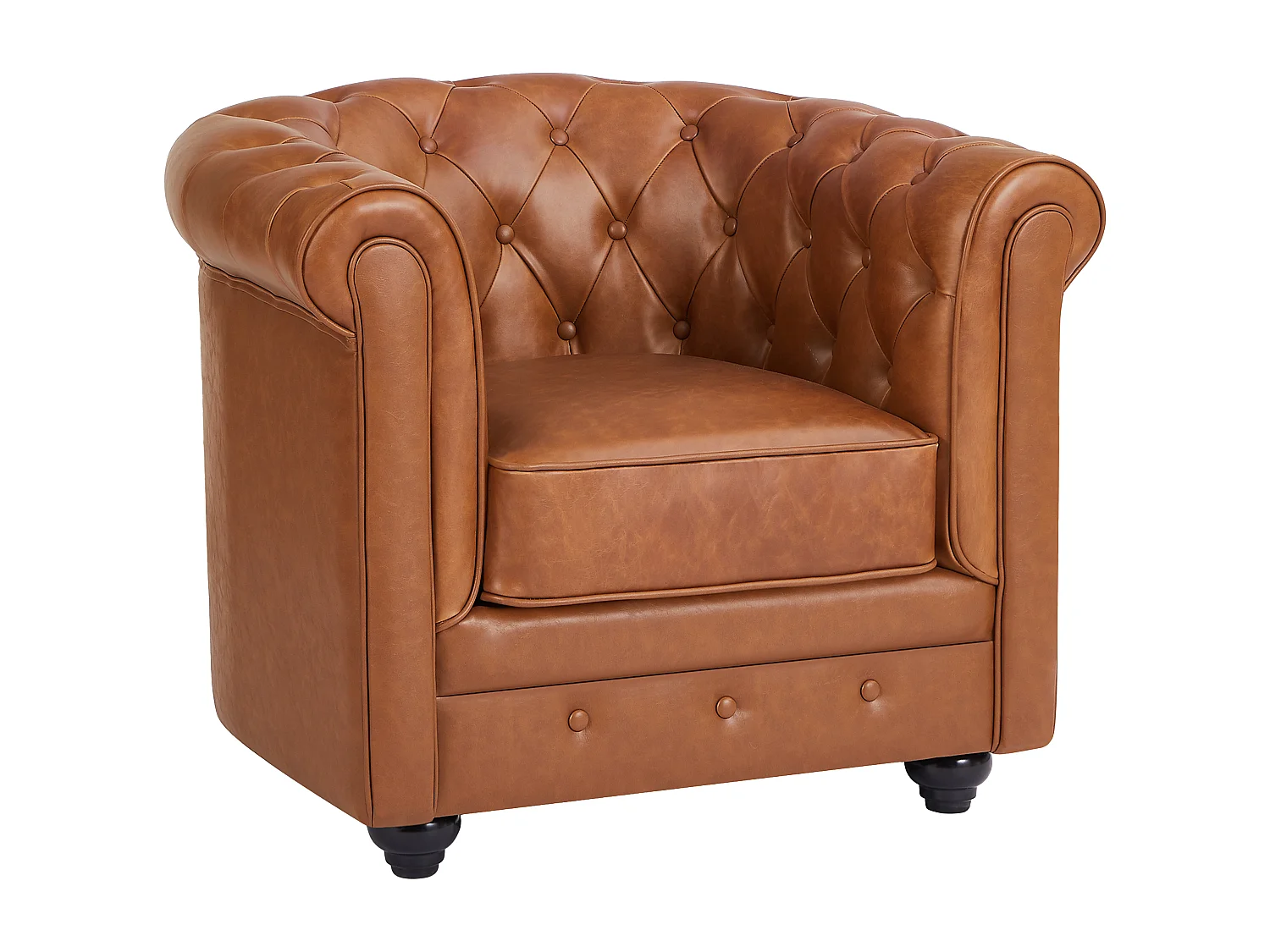 Sofa 3-Sitzer & Sessel - Rindsleder - Camelfarben - CHESTERFIELD