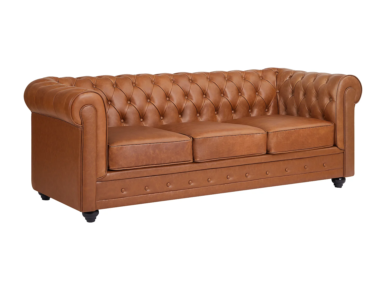 Sofa 3-Sitzer & Sessel - Rindsleder - Camelfarben - CHESTERFIELD
