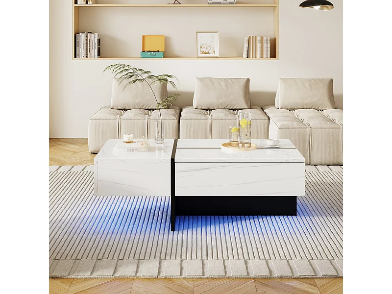 Couchtisch - mit App-gesteuertem LED-Beleuchtungssystem - Weiß