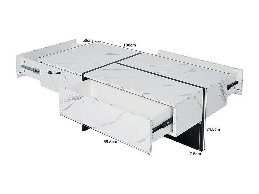 Table basse - avec système d'éclairage LED contrôlé par application - Blanc