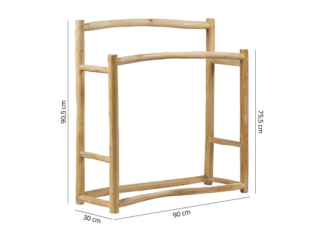 Porte serviettes double en bois de teck massif L. 90 cm - MARIANO