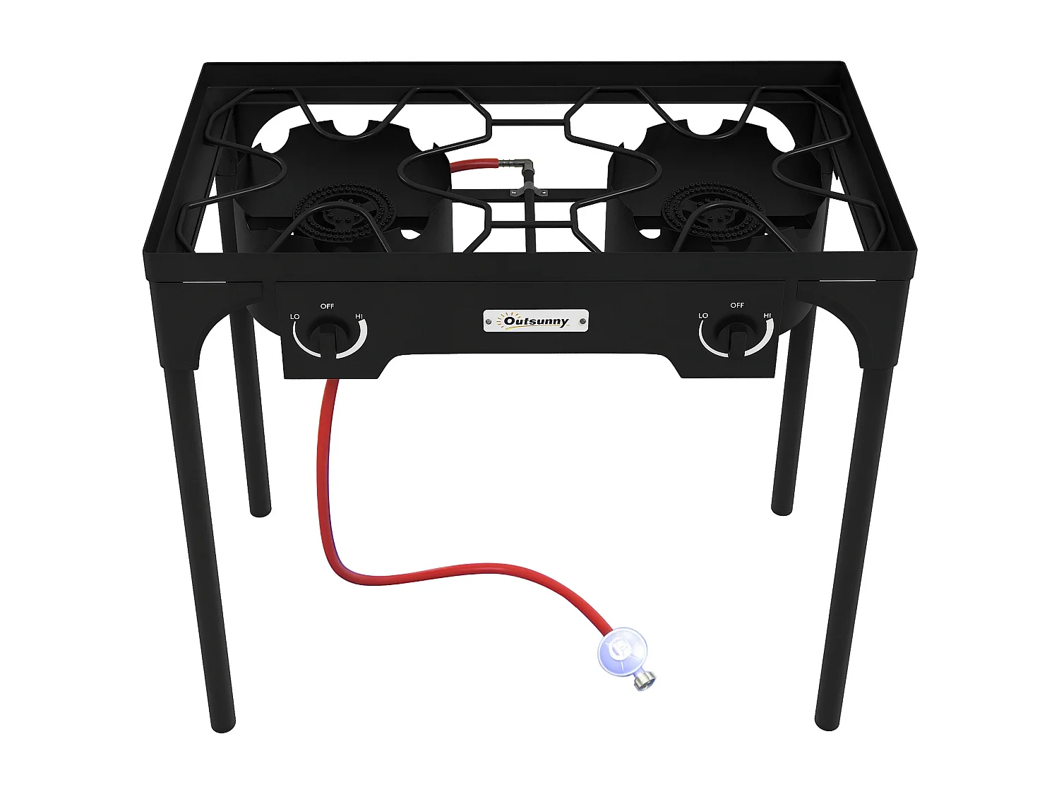 Réchaud à gaz portable 2 brûleurs 150 000 BTU/h métal noir