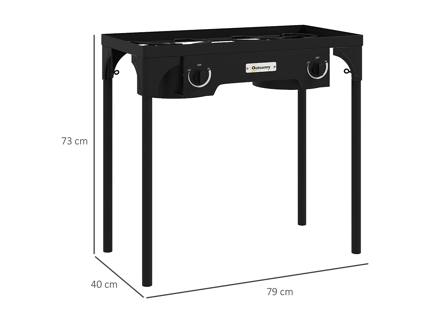 Réchaud à gaz portable 2 brûleurs 150 000 BTU/h métal noir