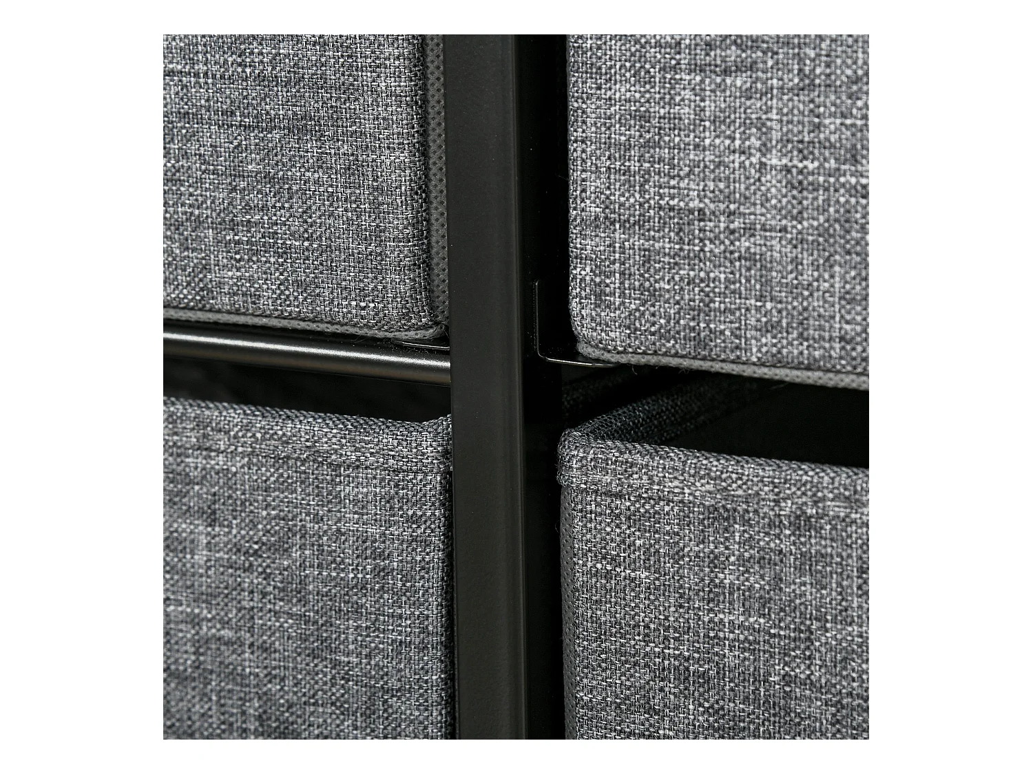 Meuble de rangement commode 7 tiroirs plateau acier MDF noir non tissé gris