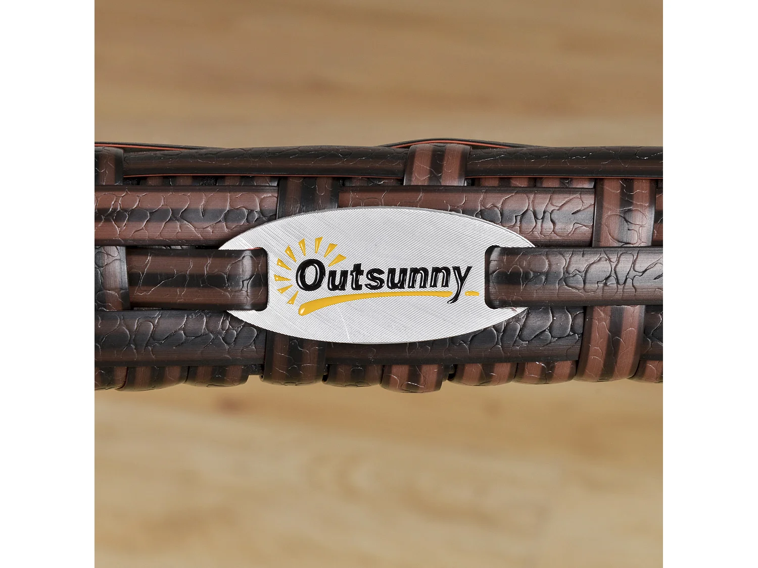 Table basse de jardin plateau verre trempé 5 mm résine tressée imitation rotin chocolat