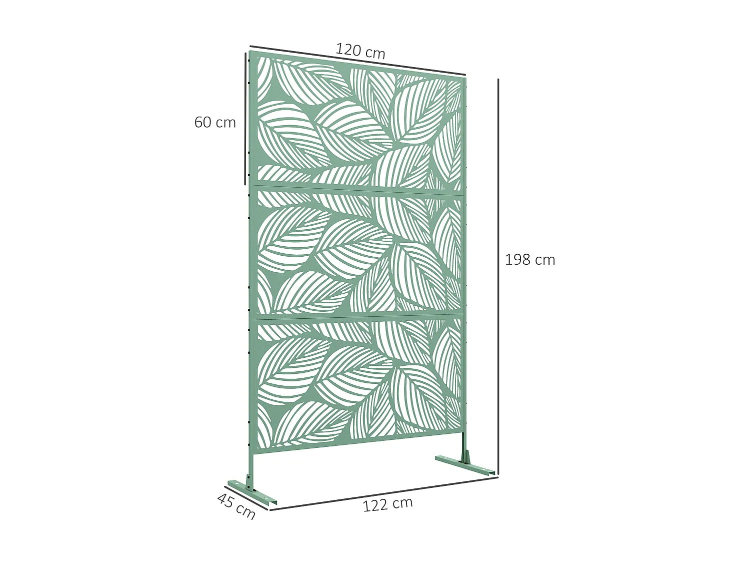 Panneau brise vue décoratif paravent extérieur motif végétal métal vert