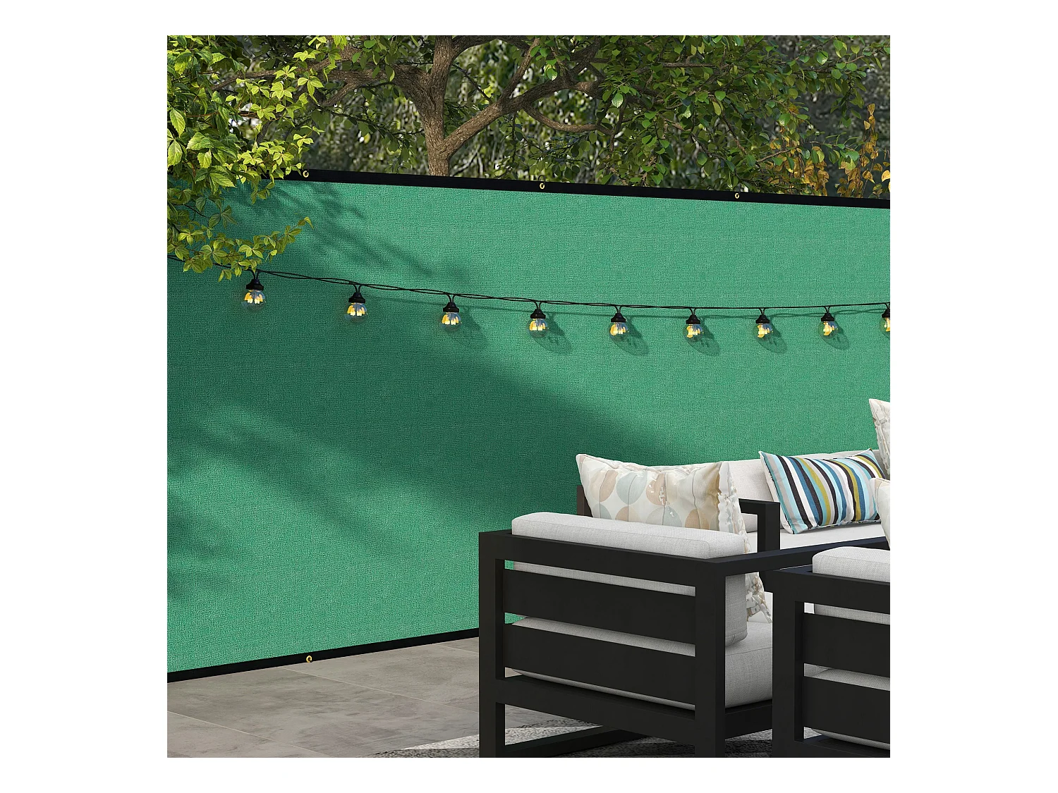 Brise-vue toile 160 g/m² renforcée avec attaches et œillets dim. 15,25L x 1,75H m