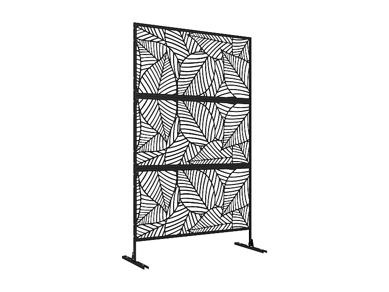 Panneau brise vue décoratif paravent extérieur motif végétal métal noir