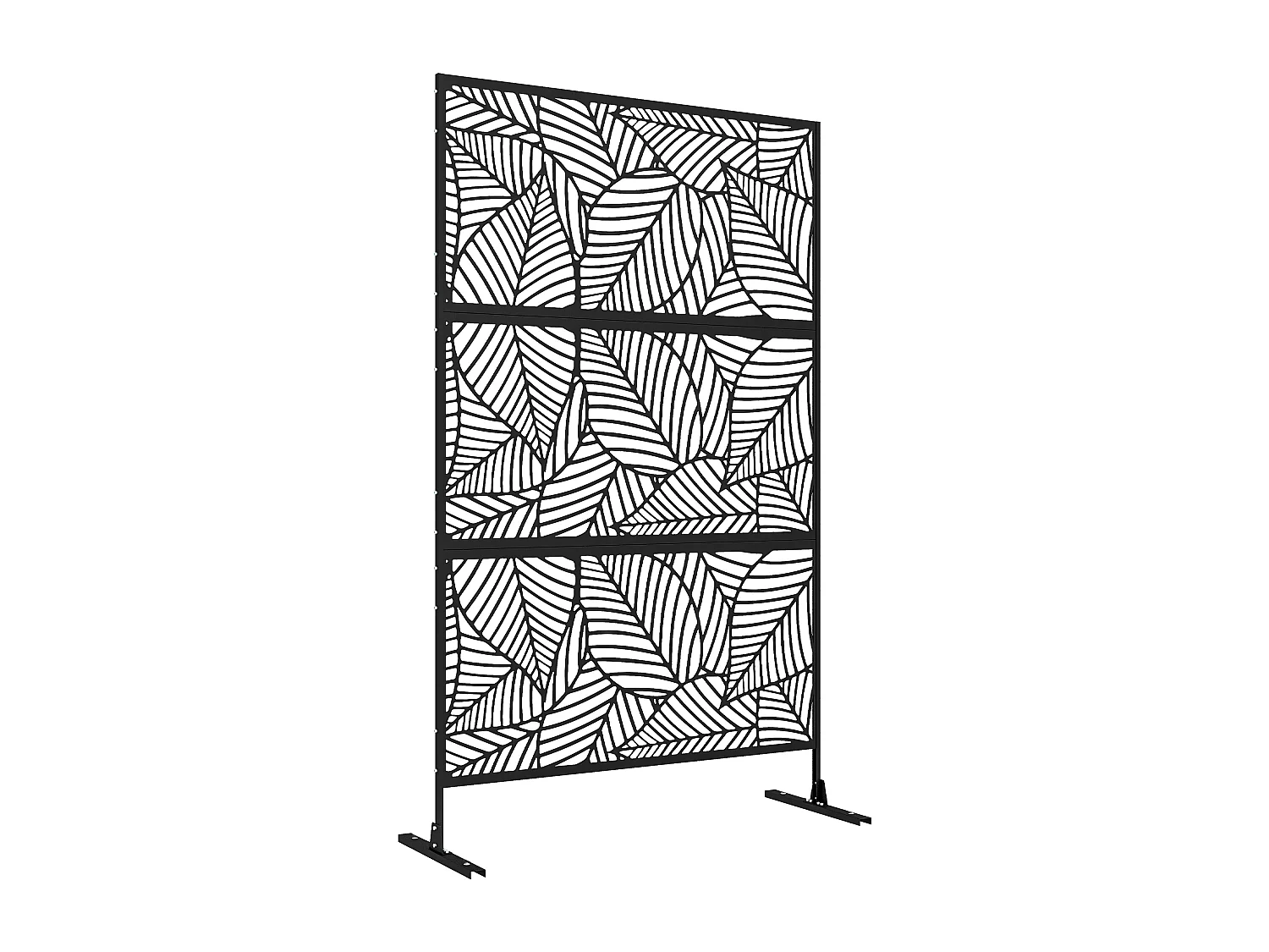 Panneau brise vue décoratif paravent extérieur motif végétal métal noir