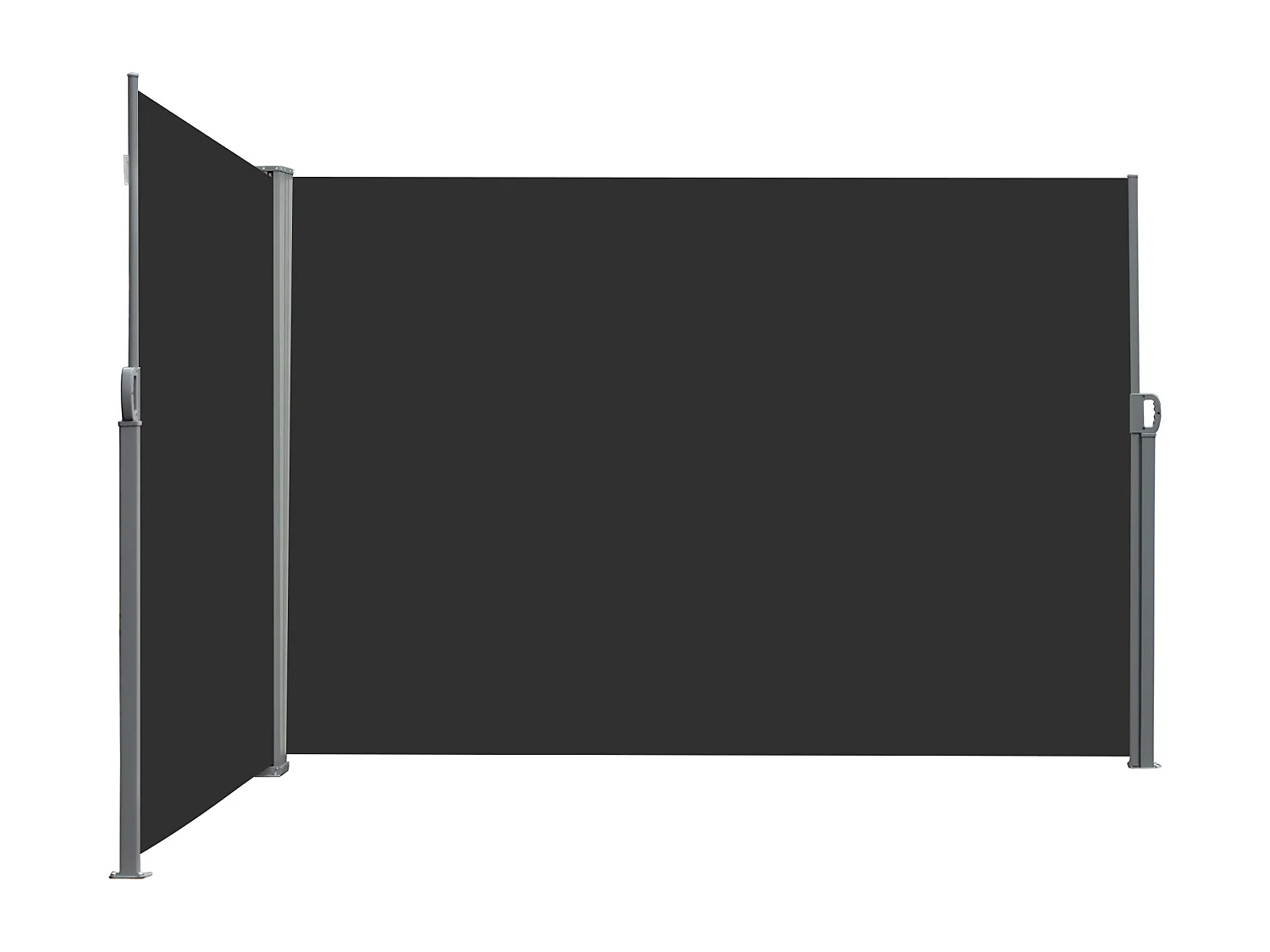 Double store latéral brise-vue paravent rétractable dim. 6L x 1,60H m polyester anti-UV haute densité noir