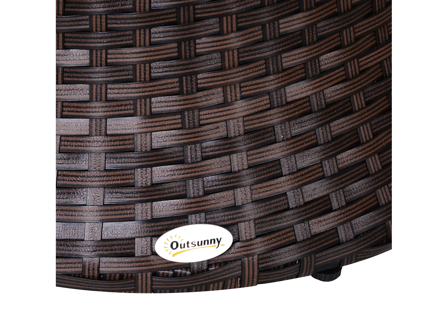 Seau à glace table basse 2 en 1 Ø 48 x 83H cm métal époxy résine tressée imitation rotin marron