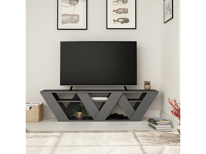 Meuble TV design gris anthracite 158 cm NOLI