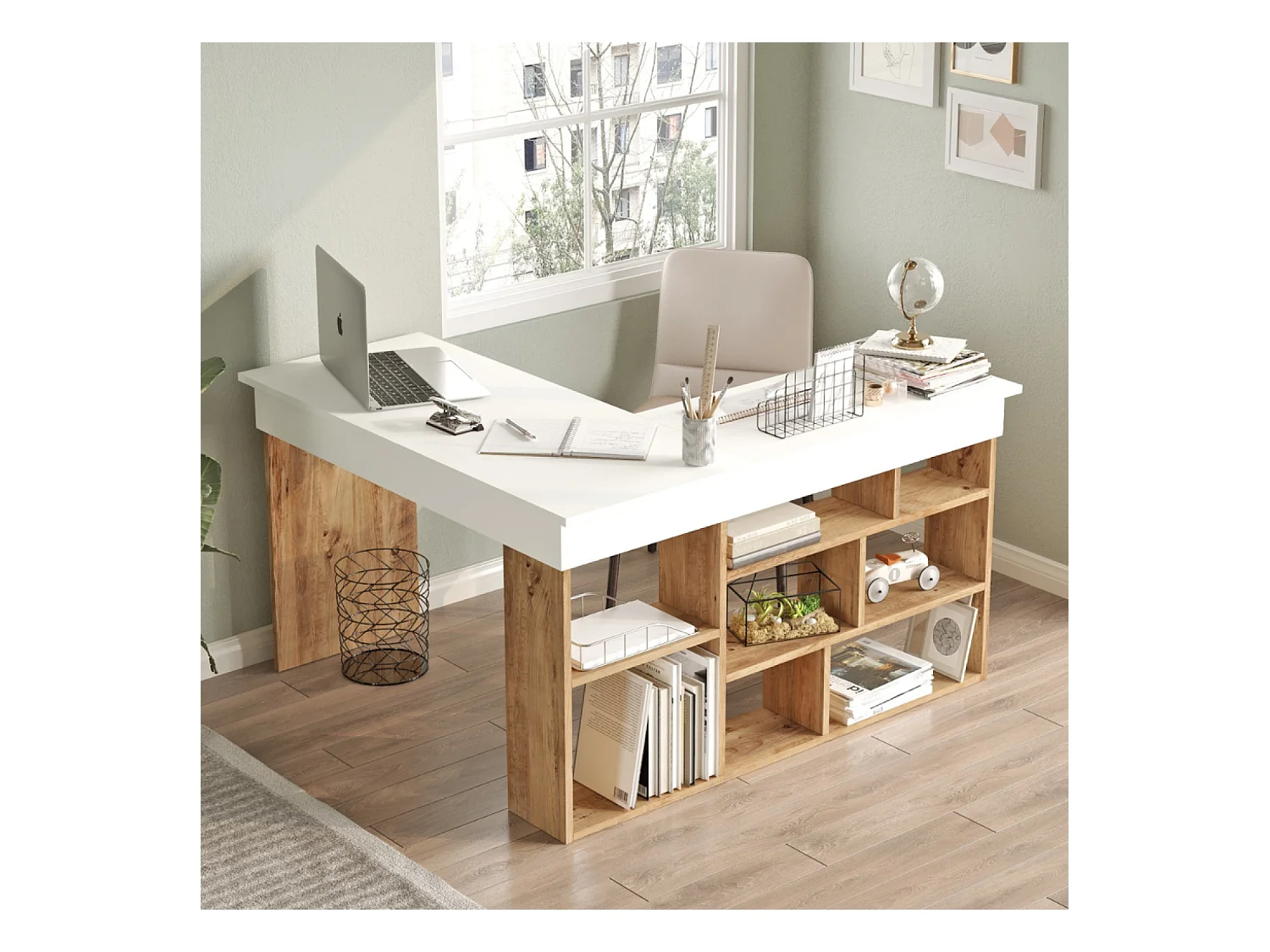 Bureau d'angle design avec étagères TYO