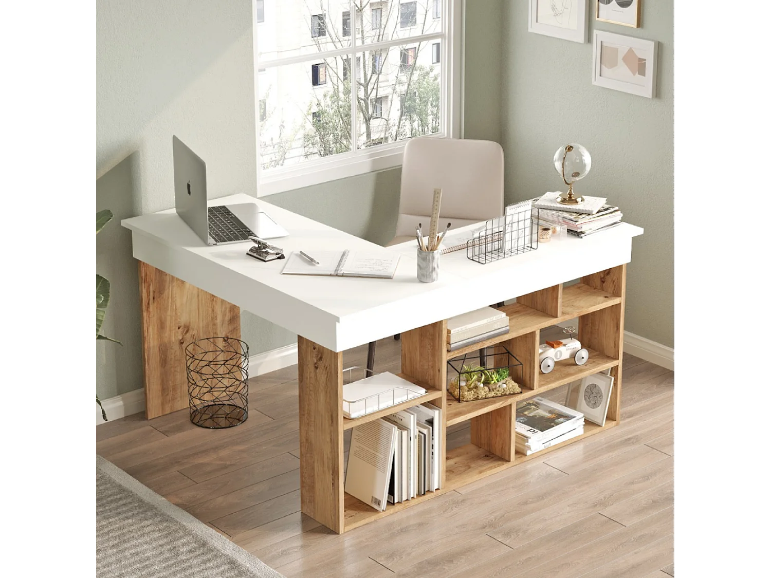 Bureau d'angle design avec étagères TYO