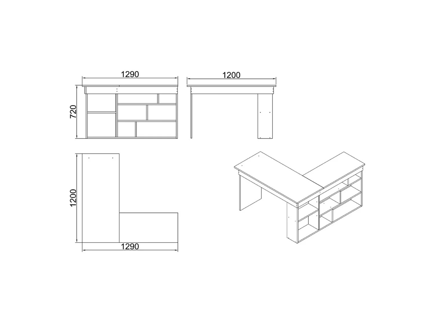 Design hoekbureau met TYO planken in Atlantisch grenen en wit
