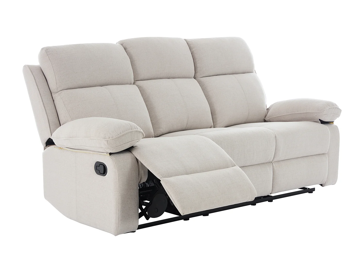 Sofá de 3 lugares articulado em tecido matizado bege - LANA