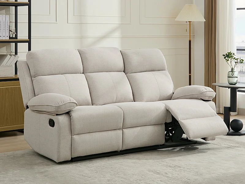 Relaxsofa 3-Sitzer - melierter Stoff - Beige - LANA
