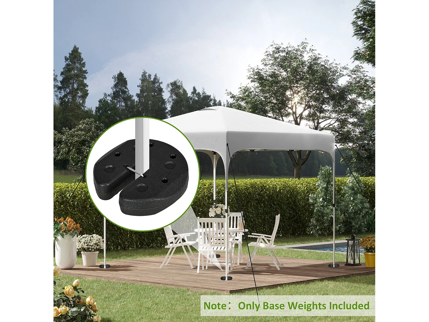 Lot de 4 poids de lestage pour tonnelle barnum tente dim. Ø 22 x 5,5H cm HDPE noir