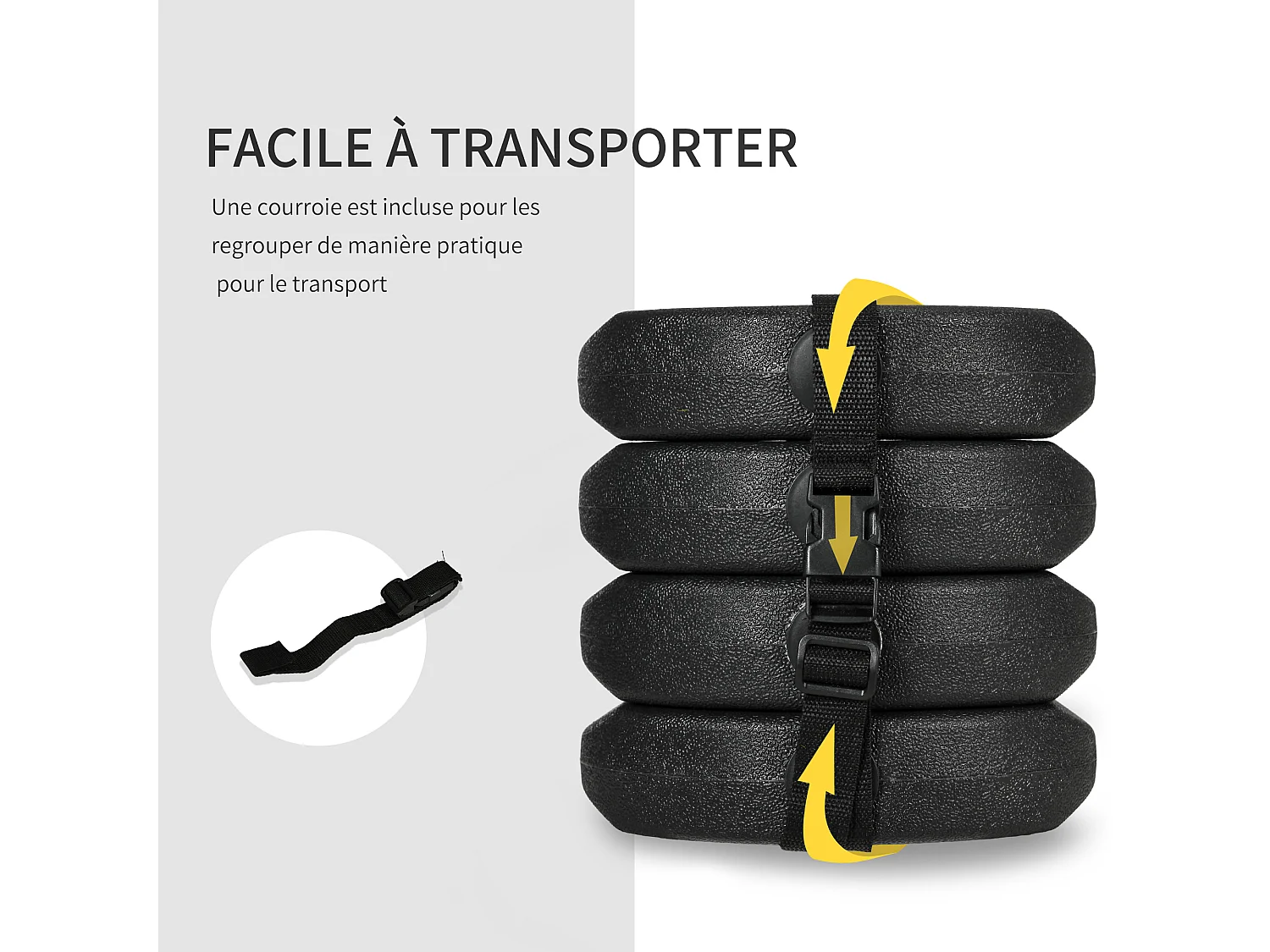 Lot de 4 poids de lestage pour tonnelle barnum tente dim. Ø 22 x 5,5H cm HDPE noir