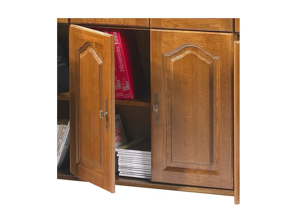 Bibliothèque Chêne 8 Portes 18 Niches 15 Etagères L 158.8 H 182.2 P 33 cm