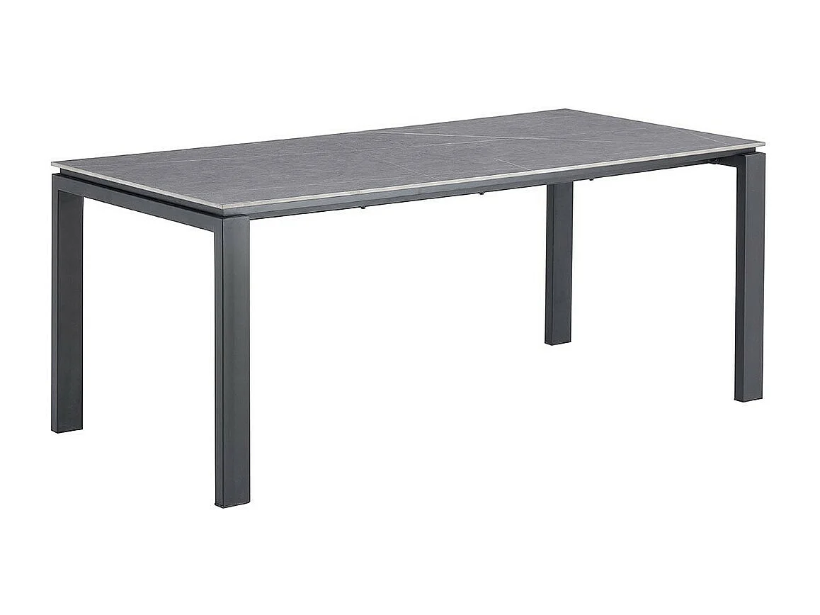 Table à manger 8 personnes collection ATHENA. Longueur 180cm avec plateau de 12mm en pierre grise effet ciment