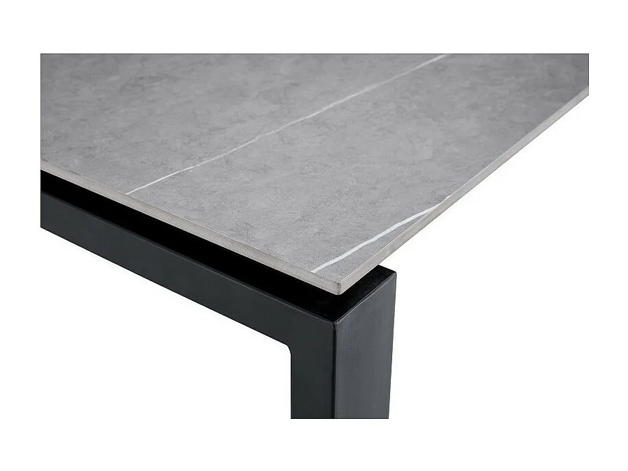Table à manger 8 personnes collection ATHENA. Longueur 180cm avec plateau de 12mm en pierre grise effet ciment