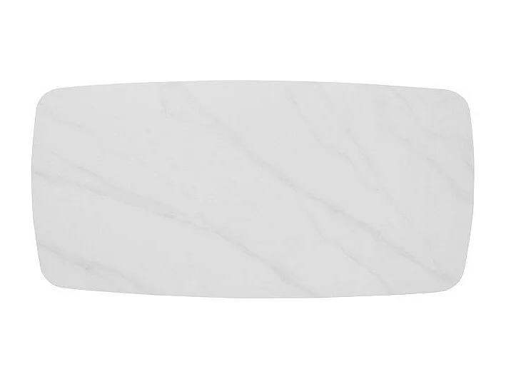 Mesa de jantar VINCI comprimento 180cm com tampo de 10mm em pedra com efeito de mármore branco.