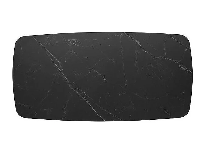 Table à manger VINCI longueur 180cm avec plateau de 10mm en pierre effet marbre noir