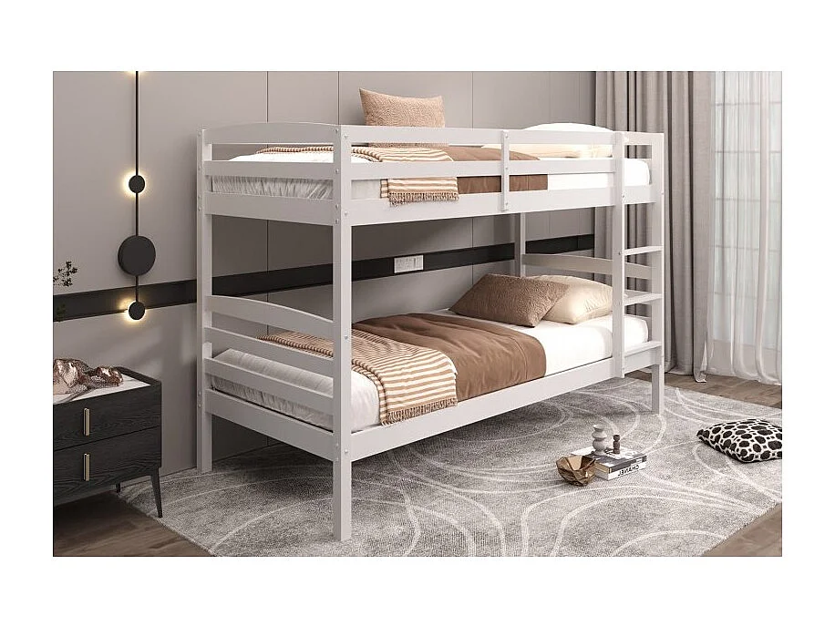 Letto a castello trasformabile 90x200 cm BOY – Legno massiccio – Bianco – Rete inclusa