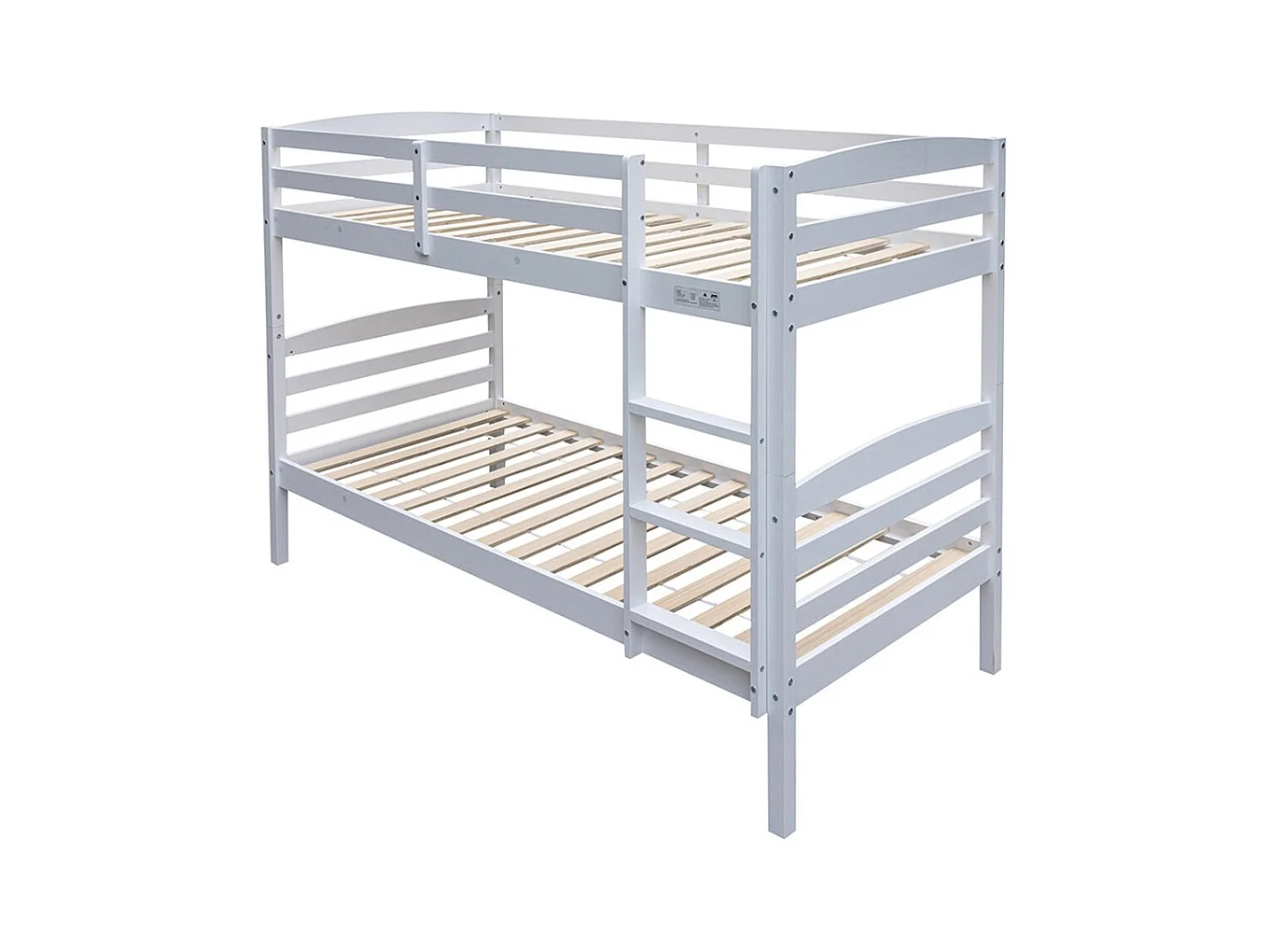 Lit superposé évolutif 90x200 cm BOY – Bois massif – Blanc – Sommier inclus