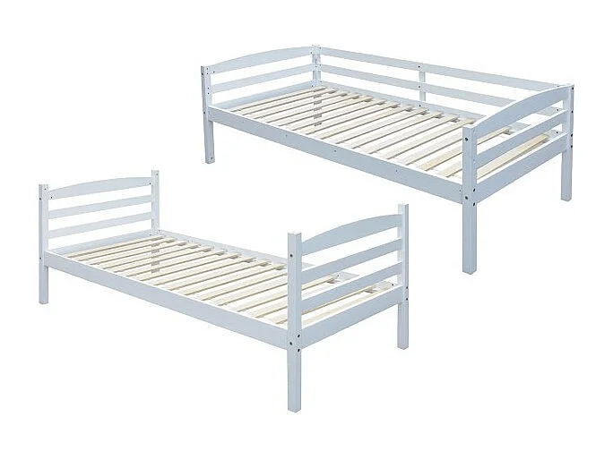Stapelbed evolutief 90x200 cm BOY - Massief hout - Wit - Inclusief lattenbodem