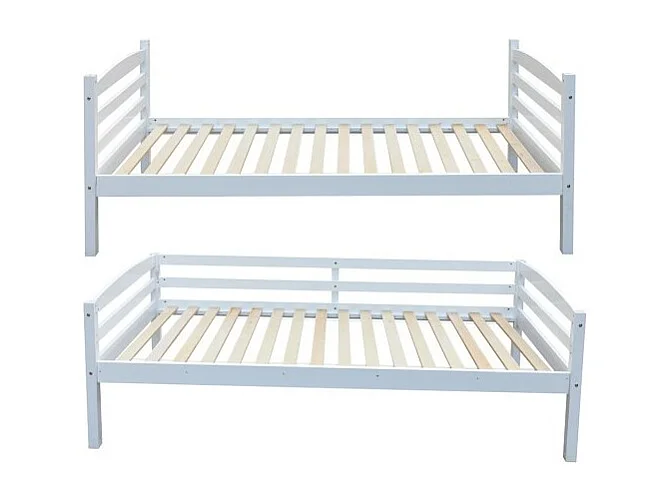 Stapelbed evolutief 90x200 cm BOY - Massief hout - Wit - Inclusief lattenbodem
