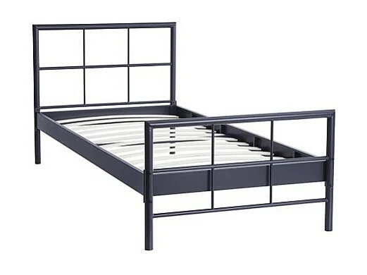 Lit SORA – 90x200 cm en métal coloris gris foncé avec sommier inclus