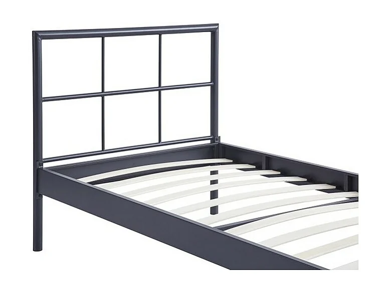 Lit SORA – 90x200 cm en métal coloris gris foncé avec sommier inclus