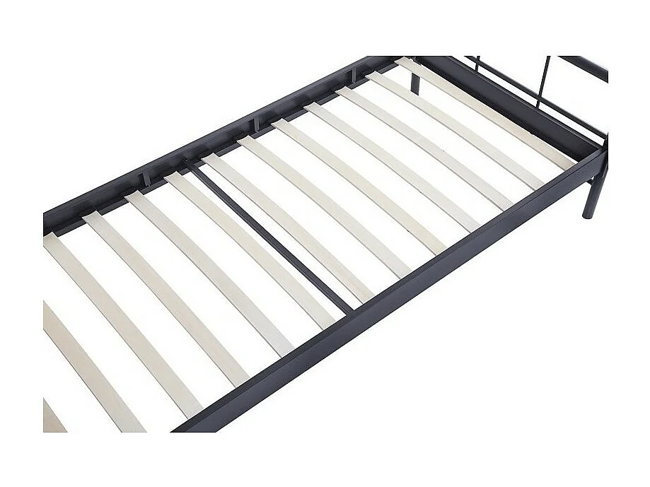 Lit SORA – 90x200 cm en métal coloris gris foncé avec sommier inclus