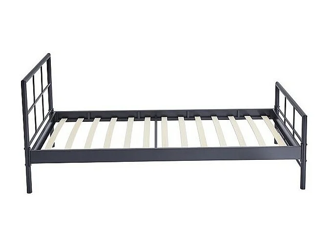 Lit SORA – 90x200 cm en métal coloris gris foncé avec sommier inclus
