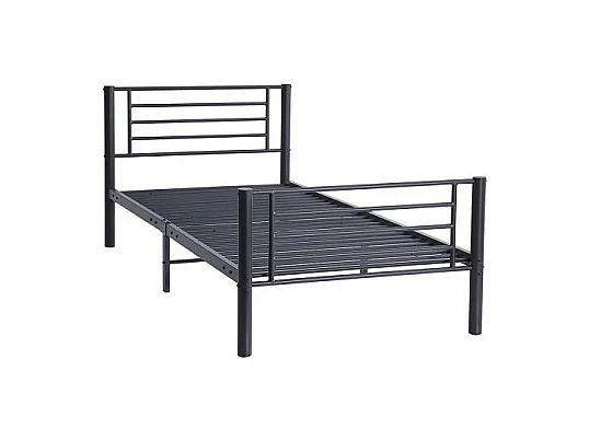 Lit SAMMY – 90x200 cm en métal coloris gris foncé avec sommier inclus