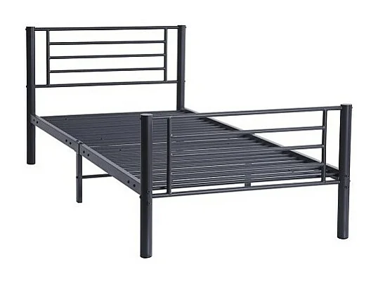 Lit SAMMY – 90x200 cm en métal coloris gris foncé avec sommier inclus