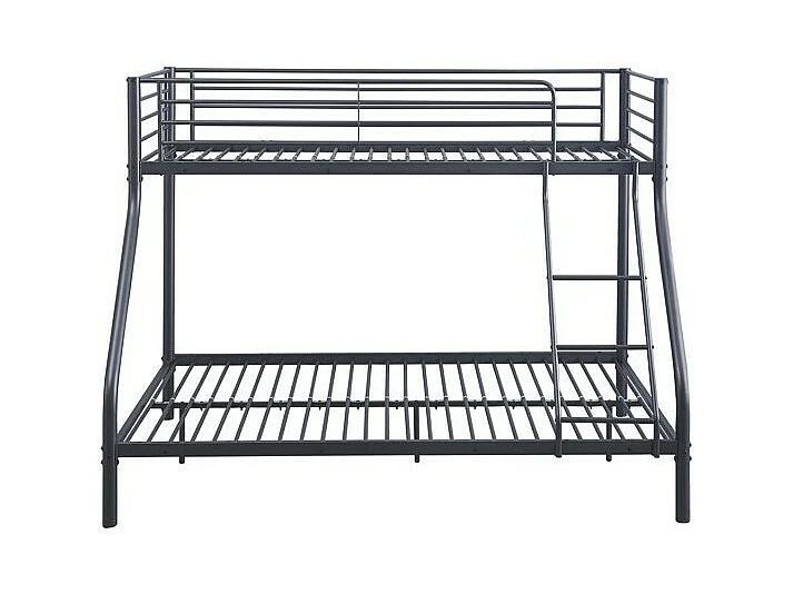 Metall-Etagenbett SAMMY – 90x200 & 140x200 cm – Dunkelgrau – mit Lattenrost