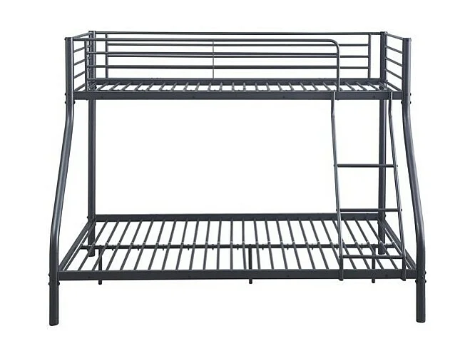 Metall-Etagenbett SAMMY – 90x200 & 140x200 cm – Dunkelgrau – mit Lattenrost