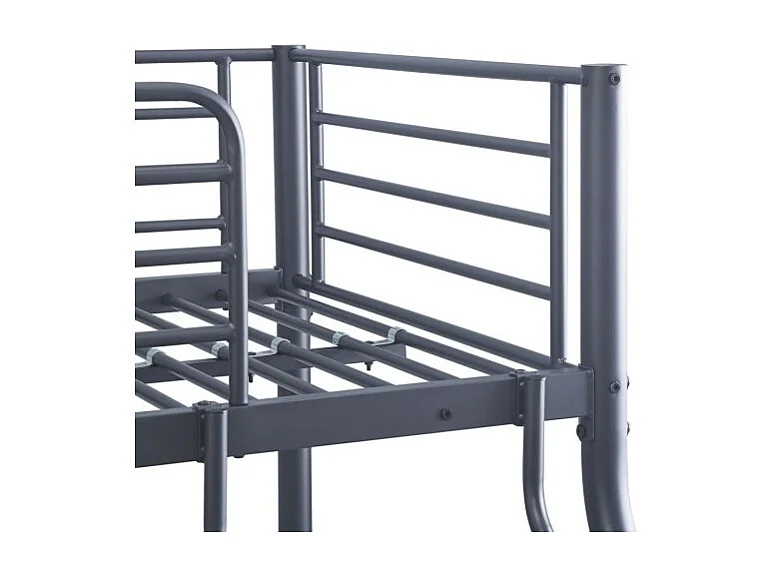 Letto a castello in metallo SAMMY - 90x200 & 140x200 cm - Grigio scuro - Rete inclusa