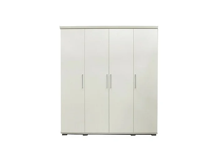 Armoire TOM 4 portes – Blanc – L160 x H183 cm – Penderie intégrée