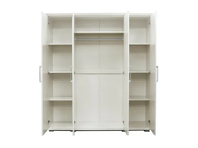 Kledingkast, garderobe, collectie TOM, 4 deuren 160 cm, ingebouwde kledingroede, wit van kleur