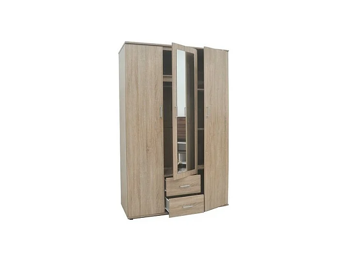 Armoire TOM 3 portes – Chêne Sonoma – Avec miroir – L120 x H185 cm